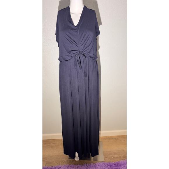 Lane Bryant Navy Blue Tie Front Maxi Dress Size 18/20 | Soft Stretch Jersey - Picture 1 of 5